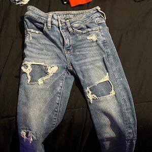 Distressed Blue Jeans